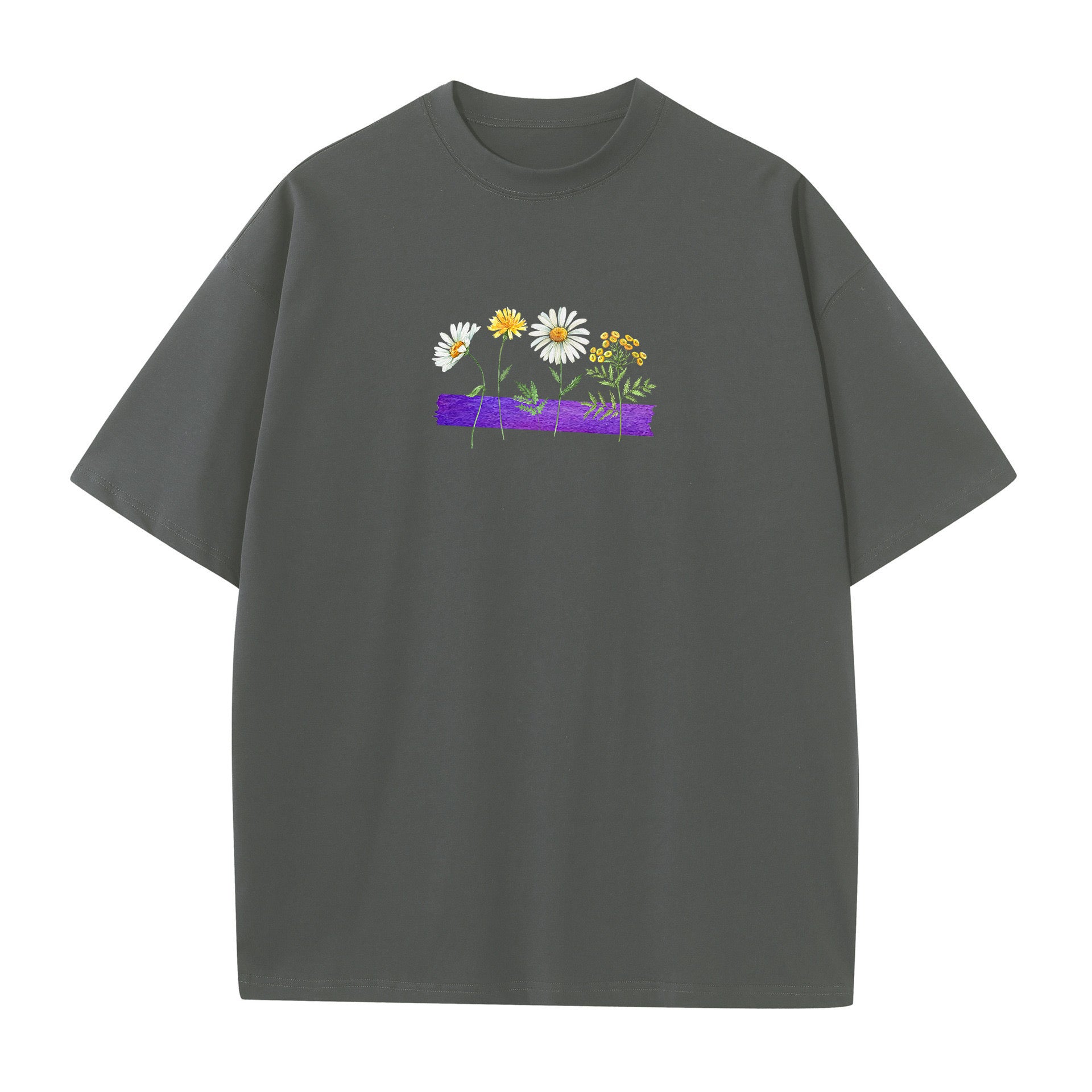 'who i am' Flower Tee - Dark Grey