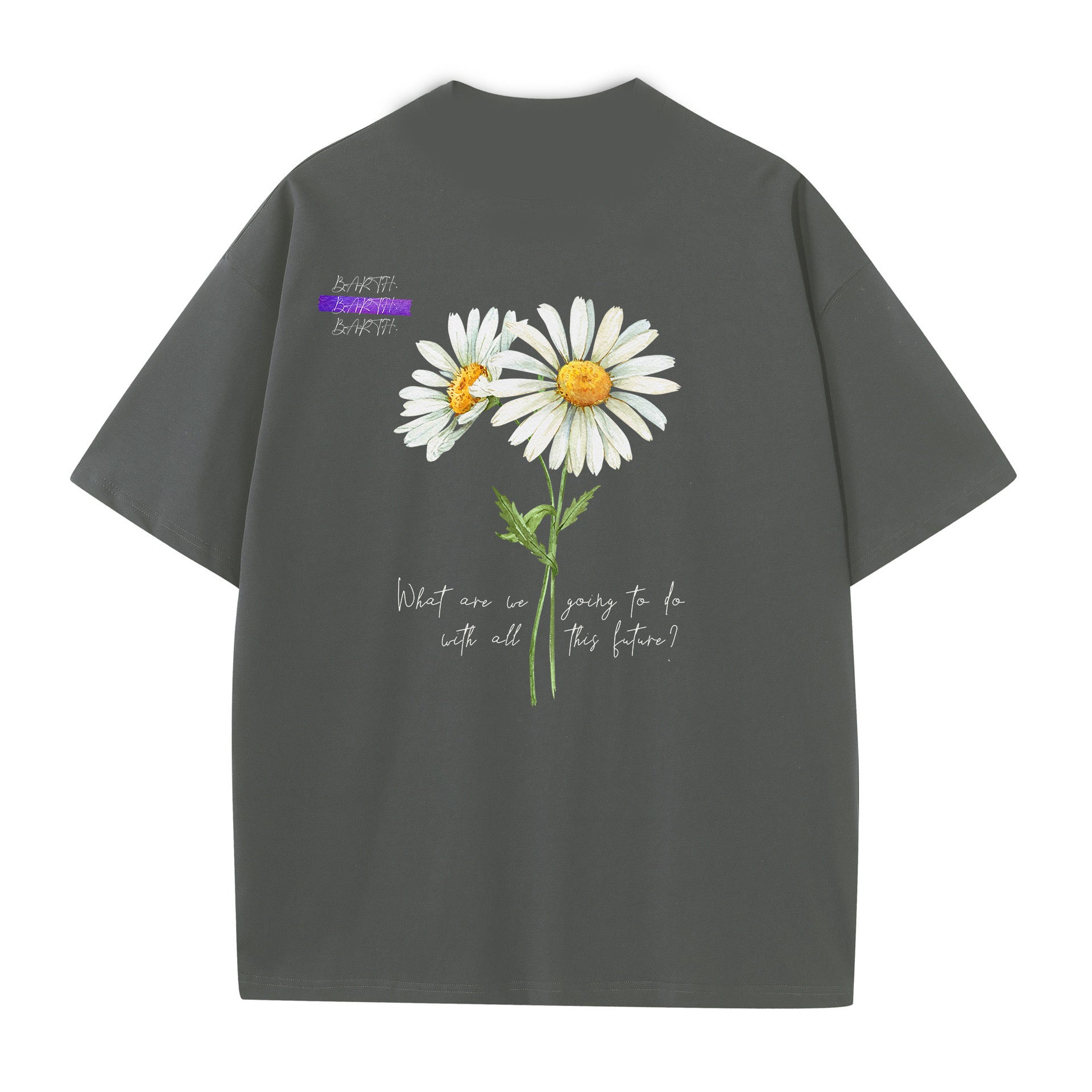 'who i am' Flower Tee - Dark Grey